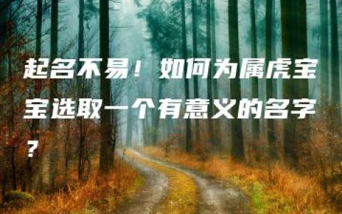 起名不易！如何为属虎宝宝选取一个有意义的名字？