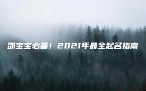 邵宝宝必备！2021年最全起名指南