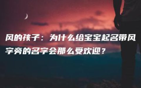 风的孩子：为什么给宝宝起名带风字旁的名字会那么受欢迎？