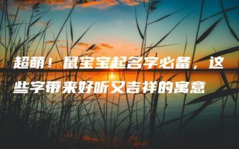 超萌！鼠宝宝起名字必备，这些字带来好听又吉祥的寓意