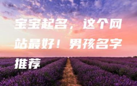 宝宝起名，这个网站最好！男孩名字推荐