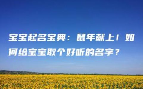 宝宝起名宝典：鼠年献上！如何给宝宝取个好听的名字？