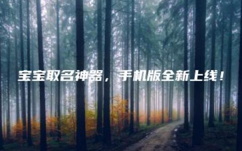 宝宝取名神器，手机版全新上线！