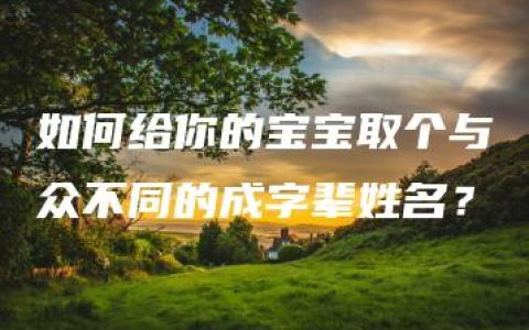 如何给你的宝宝取个与众不同的成字辈姓名？