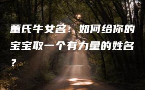 董氏牛女名：如何给你的宝宝取一个有力量的姓名？