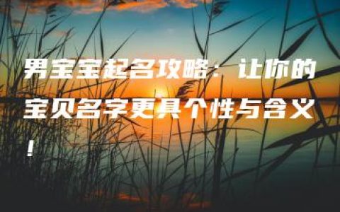 男宝宝起名攻略：让你的宝贝名字更具个性与含义！