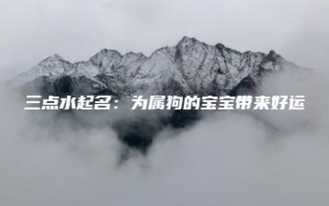 三点水起名：为属狗的宝宝带来好运