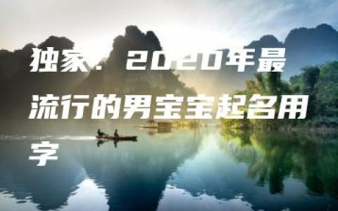 独家：2020年最流行的男宝宝起名用字