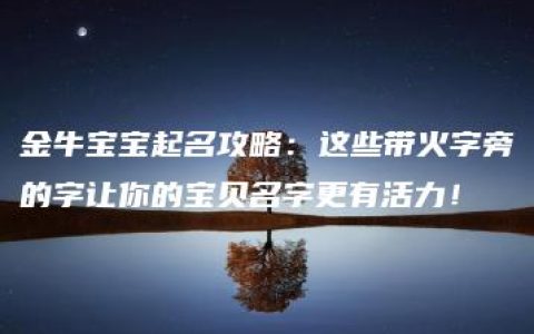 金牛宝宝起名攻略：这些带火字旁的字让你的宝贝名字更有活力！