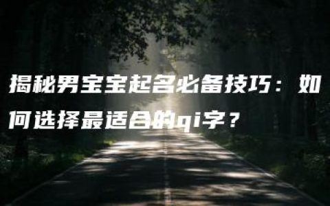 揭秘男宝宝起名必备技巧：如何选择最适合的qi字？