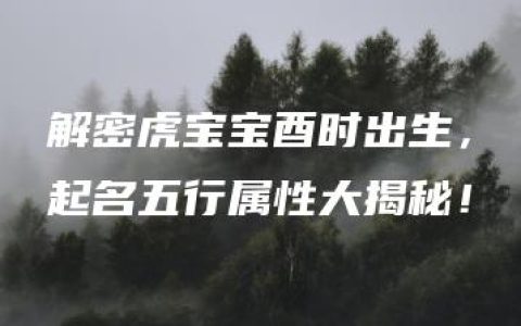 解密虎宝宝酉时出生，起名五行属性大揭秘！