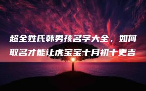 超全姓氏韩男孩名字大全，如何取名才能让虎宝宝十月初十更吉