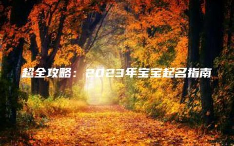 超全攻略：2023年宝宝起名指南