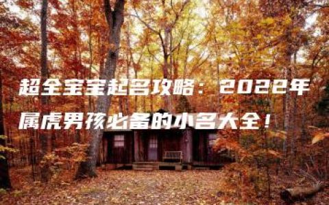 超全宝宝起名攻略：2022年属虎男孩必备的小名大全！