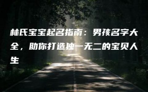 林氏宝宝起名指南：男孩名字大全，助你打造独一无二的宝贝人生