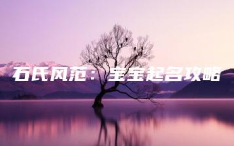 石氏风范：宝宝起名攻略