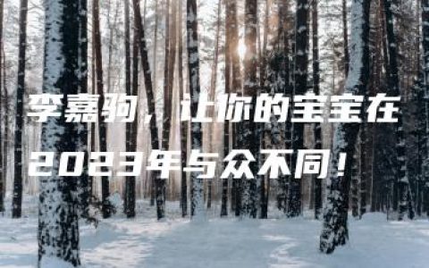 李嘉驹，让你的宝宝在2023年与众不同！