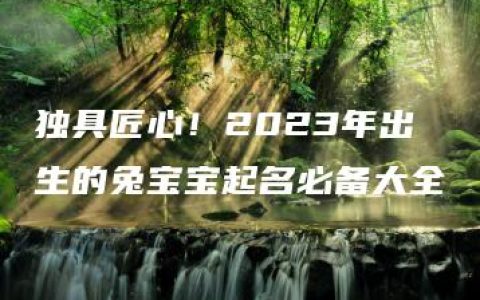 独具匠心！2023年出生的兔宝宝起名必备大全