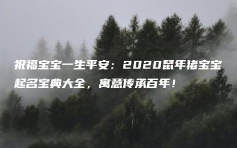 祝福宝宝一生平安：2020鼠年猪宝宝起名宝典大全，寓意传承百年！