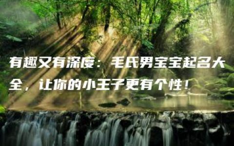 有趣又有深度：毛氏男宝宝起名大全，让你的小王子更有个性！