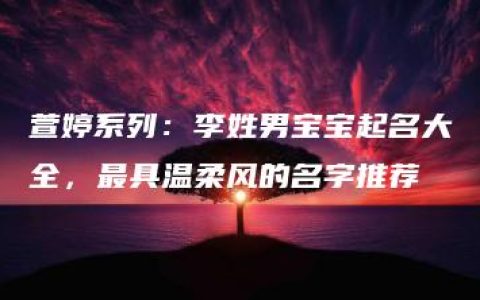 萱婷系列：李姓男宝宝起名大全，最具温柔风的名字推荐