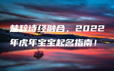 楚辞诗经融合，2022年虎年宝宝起名指南！