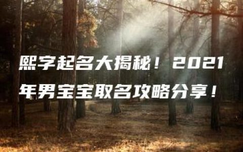 熙字起名大揭秘！2021年男宝宝取名攻略分享！