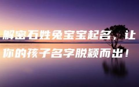 解密石姓兔宝宝起名，让你的孩子名字脱颖而出！