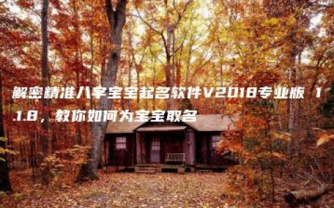 解密精准八字宝宝起名软件V2018专业版 1.1.8，教你如何为宝宝取名