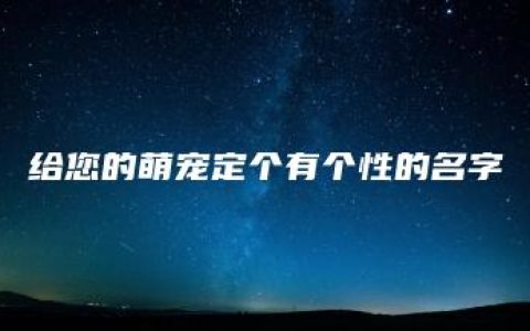 给您的萌宠定个有个性的名字