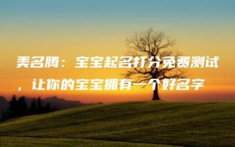 美名腾：宝宝起名打分免费测试，让你的宝宝拥有一个好名字