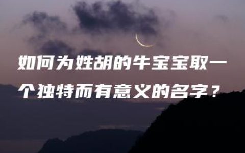 如何为姓胡的牛宝宝取一个独特而有意义的名字？