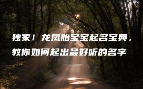 独家！龙凤胎宝宝起名宝典，教你如何起出最好听的名字