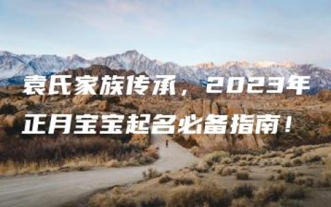 袁氏家族传承，2023年正月宝宝起名必备指南！