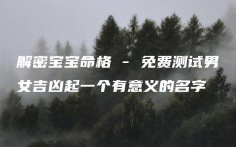 解密宝宝命格 - 免费测试男女吉凶起一个有意义的名字