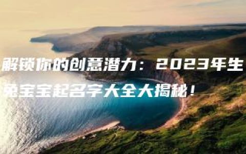 解锁你的创意潜力：2023年生兔宝宝起名字大全大揭秘！