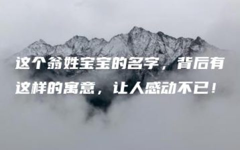 这个翁姓宝宝的名字，背后有这样的寓意，让人感动不已！