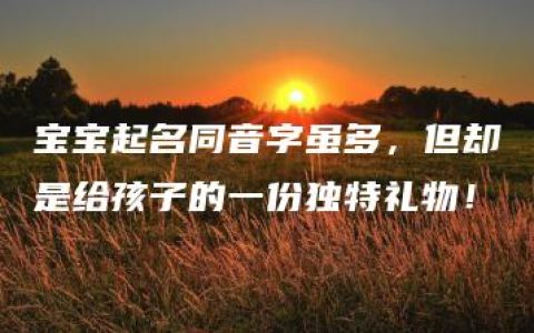 宝宝起名同音字虽多，但却是给孩子的一份独特礼物！