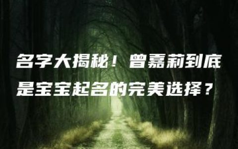 名字大揭秘！曾嘉莉到底是宝宝起名的完美选择？