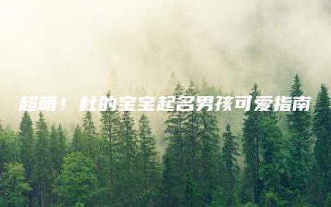 超萌！杜的宝宝起名男孩可爱指南