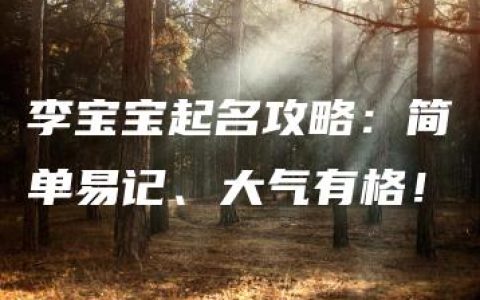 李宝宝起名攻略：简单易记、大气有格！