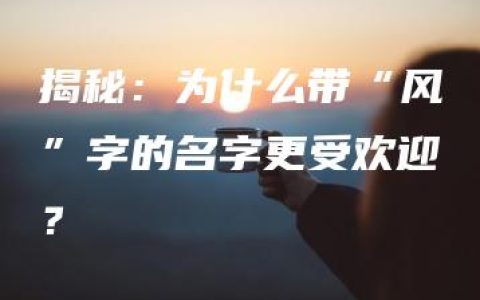 揭秘：为什么带“风”字的名字更受欢迎？