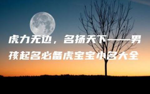 虎力无边，名扬天下——男孩起名必备虎宝宝小名大全