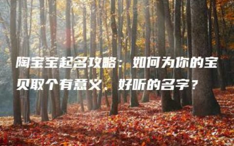 陶宝宝起名攻略：如何为你的宝贝取个有意义、好听的名字？