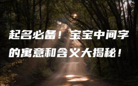 起名必备！宝宝中间字的寓意和含义大揭秘！