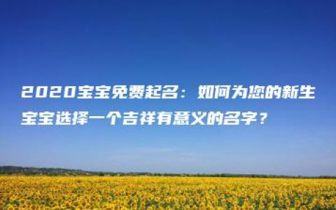 2020宝宝免费起名：如何为您的新生宝宝选择一个吉祥有意义的名字？