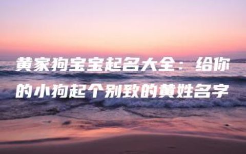 黄家狗宝宝起名大全：给你的小狗起个别致的黄姓名字