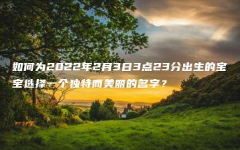 如何为2022年2月3日3点23分出生的宝宝选择一个独特而美丽的名字？