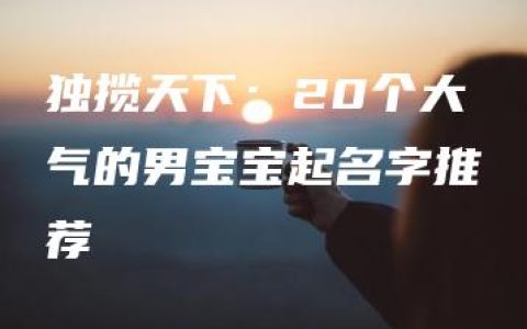 独揽天下：20个大气的男宝宝起名字推荐