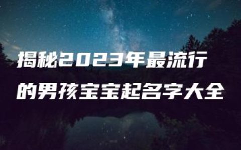 揭秘2023年最流行的男孩宝宝起名字大全